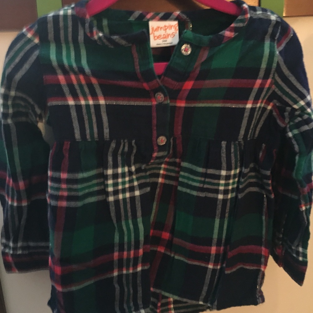 Cute plaid shirt w/ patched Pants 18m